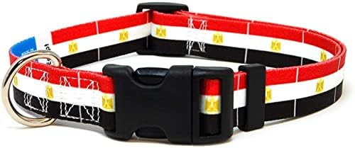 צווארון כלבים במצרים | דגל מצרים | אבזם שחרור מהיר | מיוצר ב- NJ, ארהב | לכלבים בינוניים | רוחב 1 סנטימטר